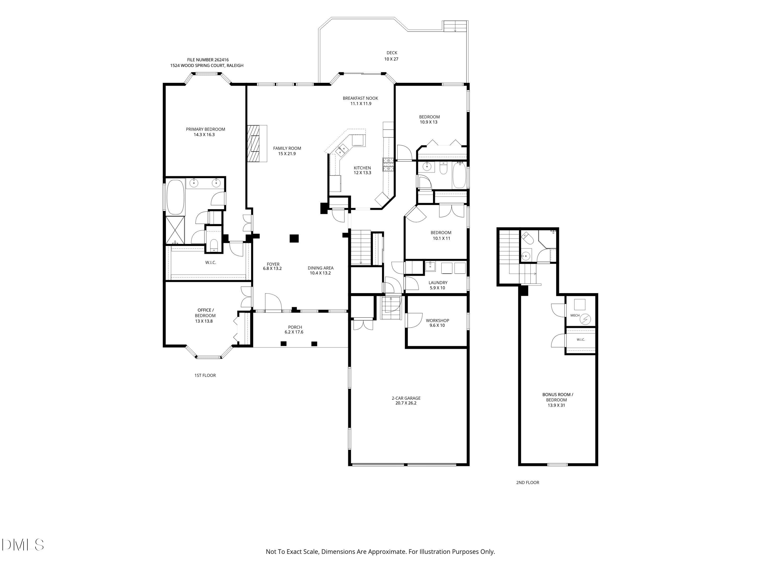 262416 floorplan - 1524 Wood Spring Court, Raleigh, NC 27614, Raleigh