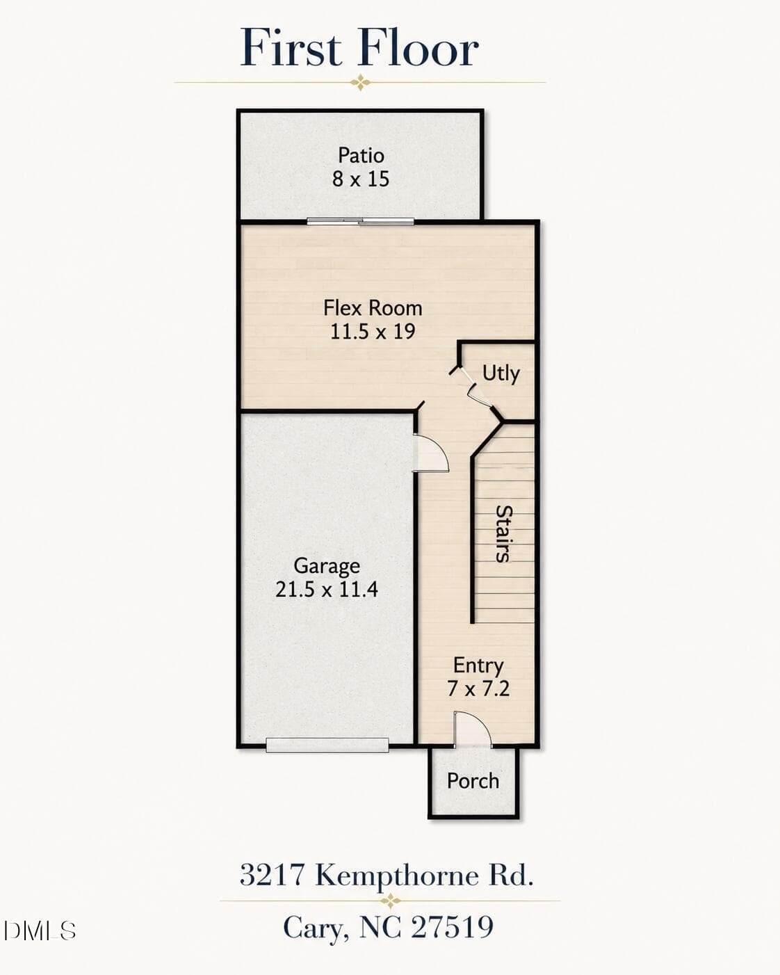 First Floor floorplan 3217 Kempthorne - 3217 Kempthorne Road, Cary, NC 27519, Cary