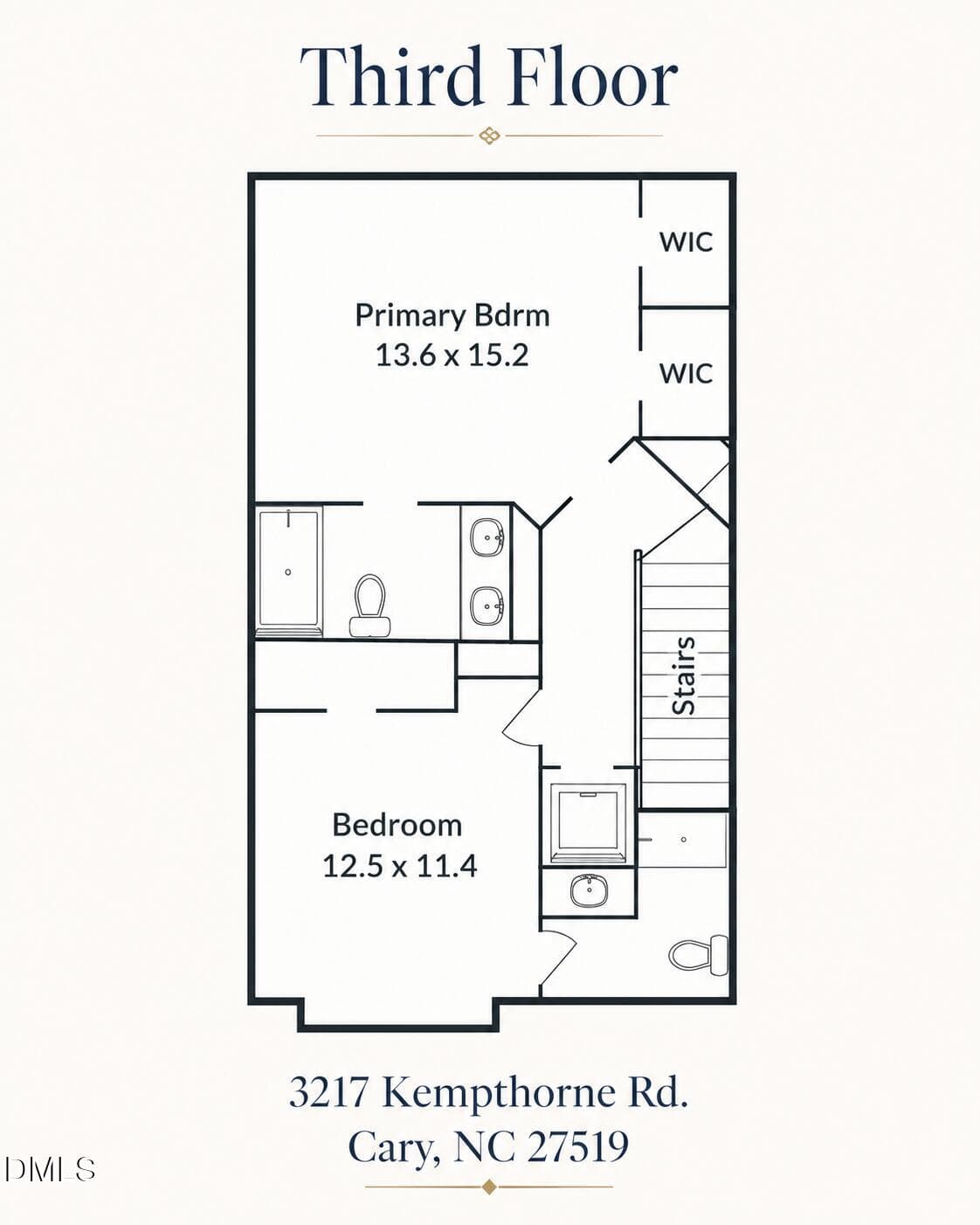 Third Floor floorplan 3217 Kempthorne - 3217 Kempthorne Road, Cary, NC 27519, Cary
