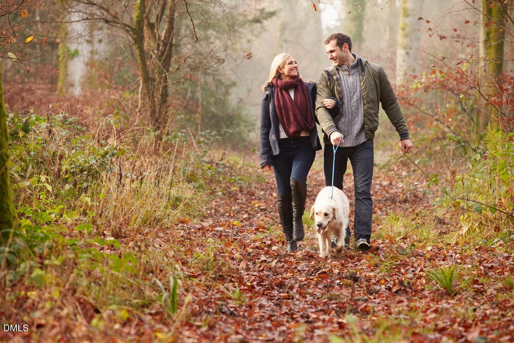 Couple with Dog_Woods_Lifestyle_Couple w - 527 Hedrick Rdg Road, Cary, NC 27519, Cary
