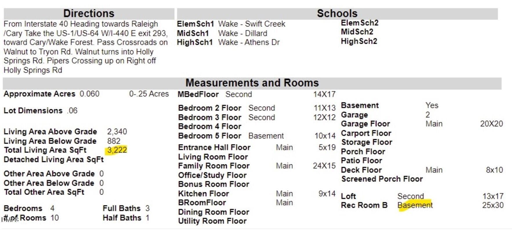 Measurements - 647 Newlyn Drive, Raleigh, NC 27606, Raleigh