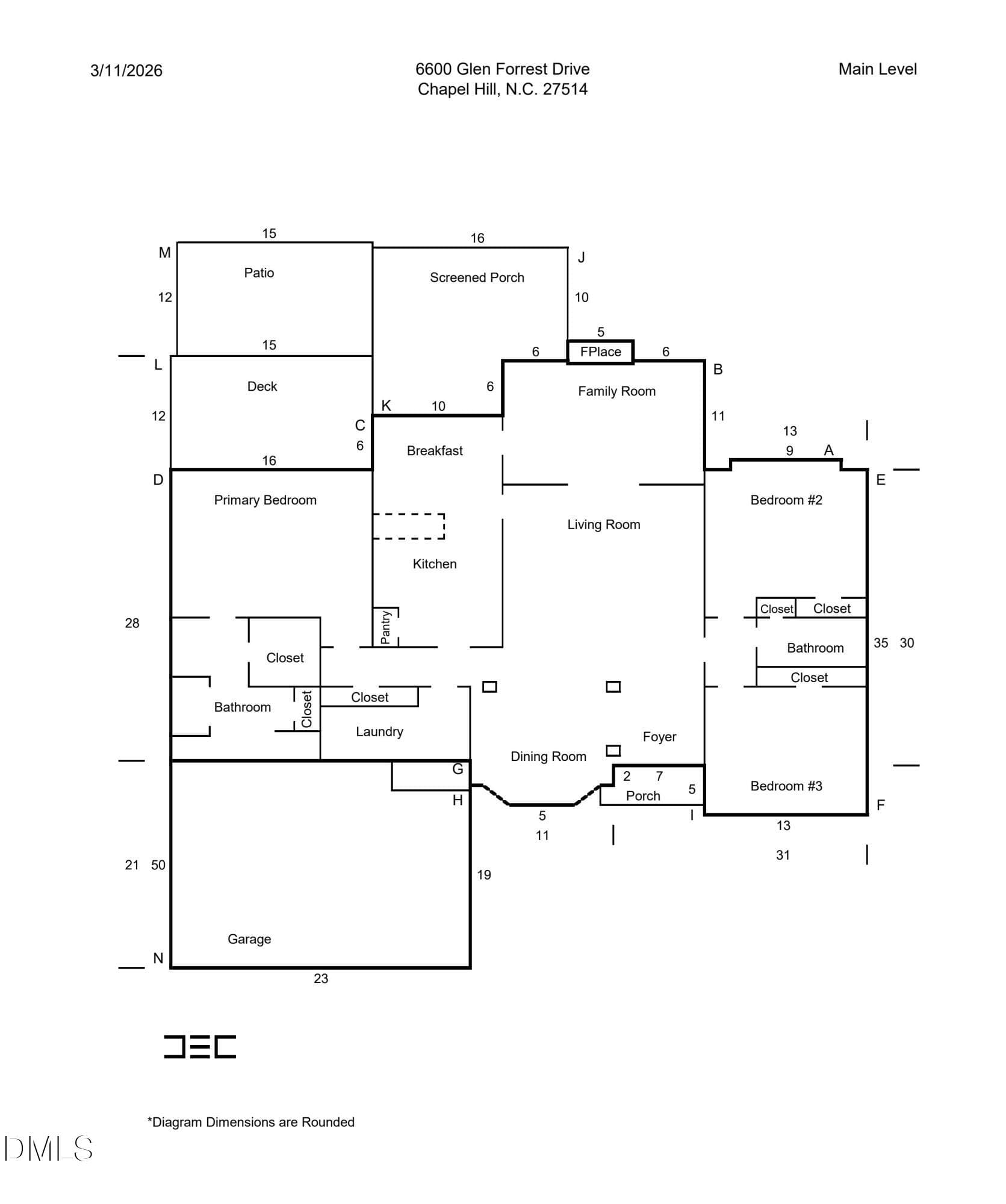 Floor Plan and Square Footage-1 - 6600 Glen Forrest Drive, Chapel Hill, NC 27517, Chapel Hill