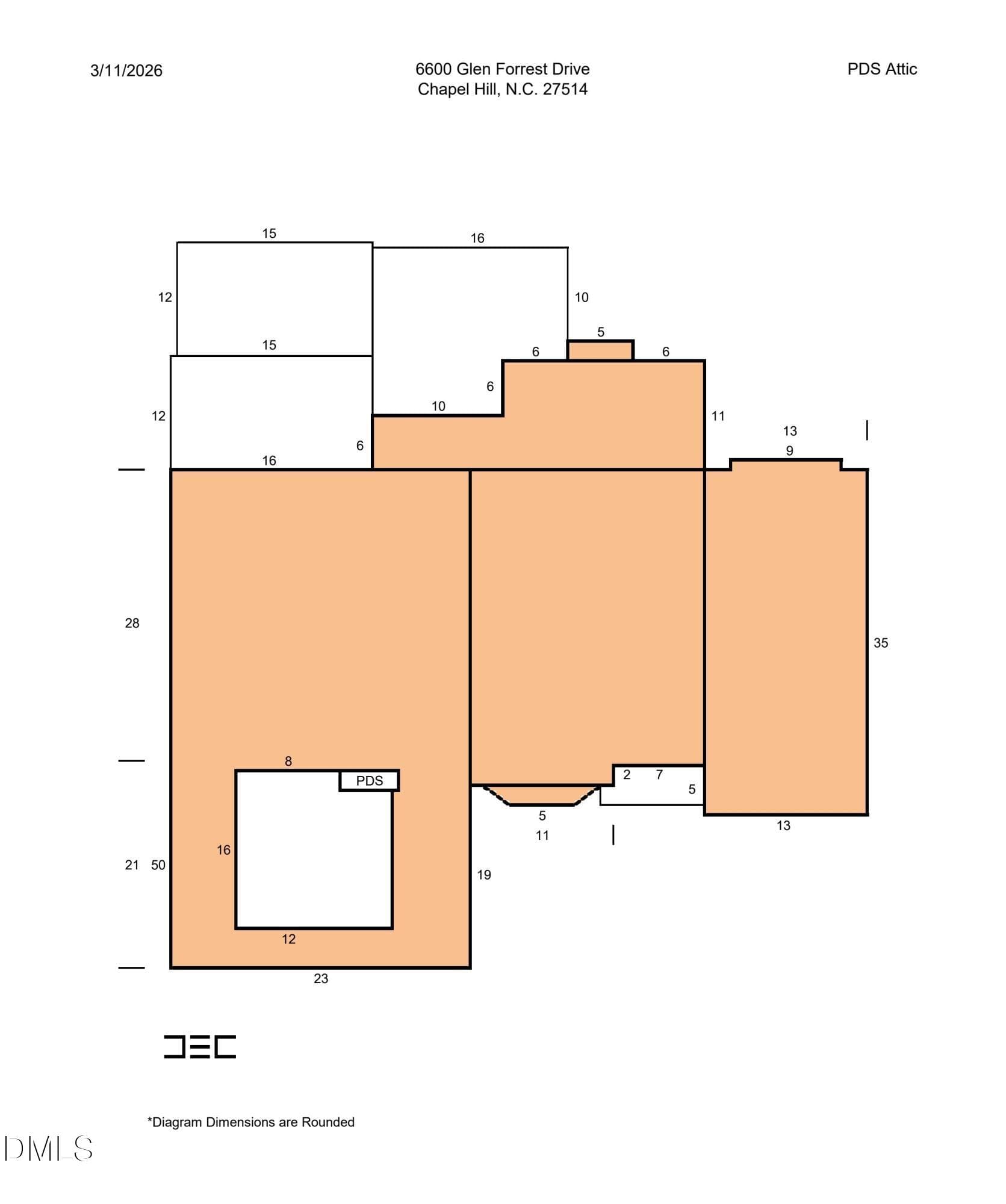 Floor Plan and Square Footage-2 - 6600 Glen Forrest Drive, Chapel Hill, NC 27517, Chapel Hill