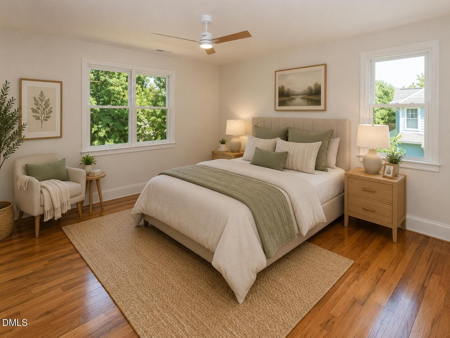 AI staged bedroom - 10205 Sorrills Creek Lane, Raleigh, NC 27614, Raleigh