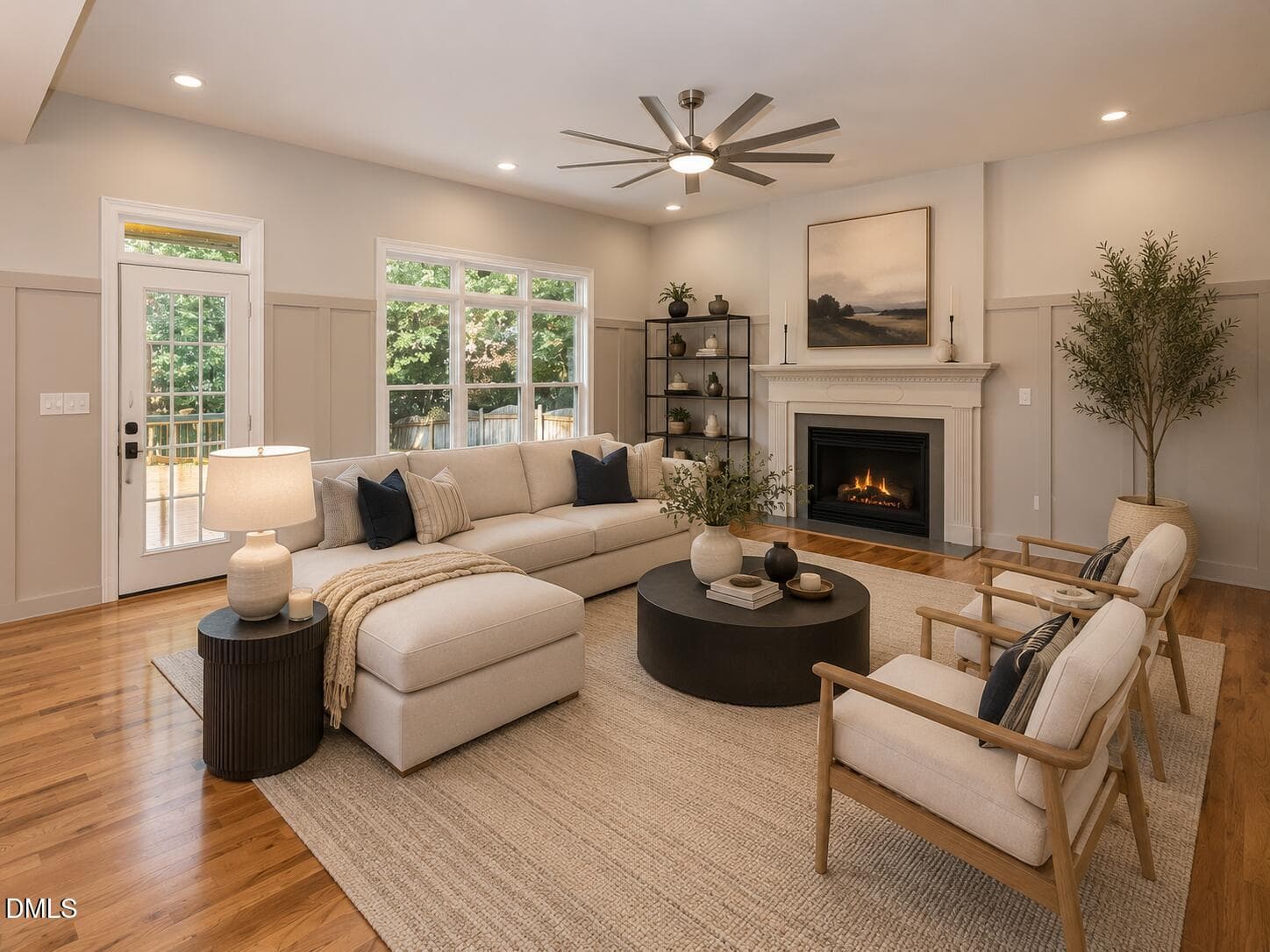 AI staged Living Room - 10205 Sorrills Creek Lane, Raleigh, NC 27614, Raleigh