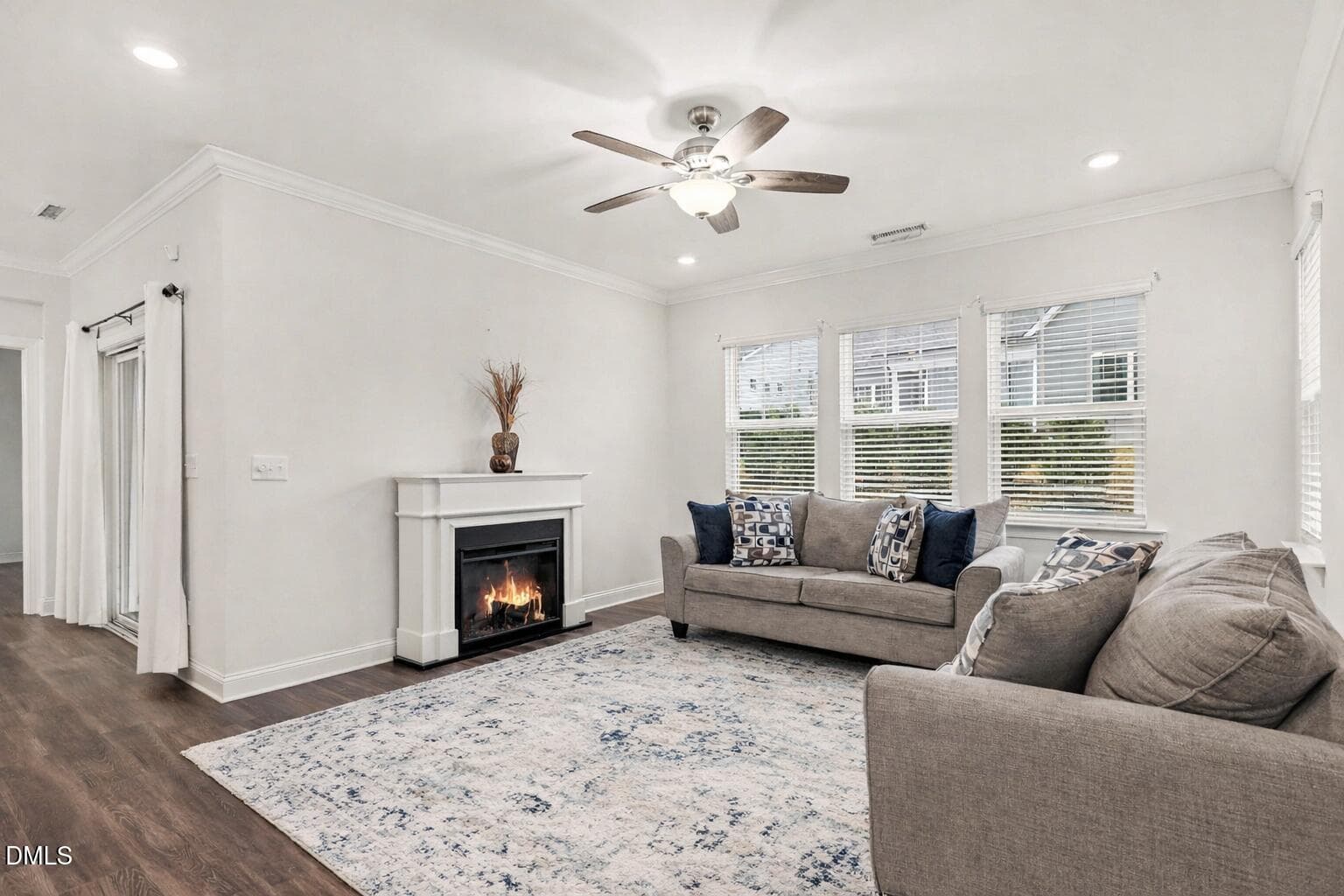 Modern living room with fireplace - 100 Ivory Lane, Raleigh, NC 27610, Raleigh