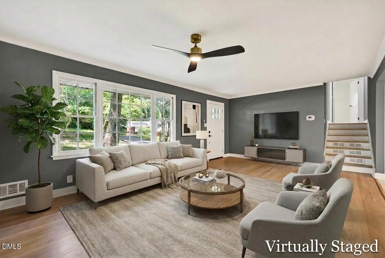 Living room 1 staged - 3304 Julian Drive, Raleigh, NC 27604, Raleigh