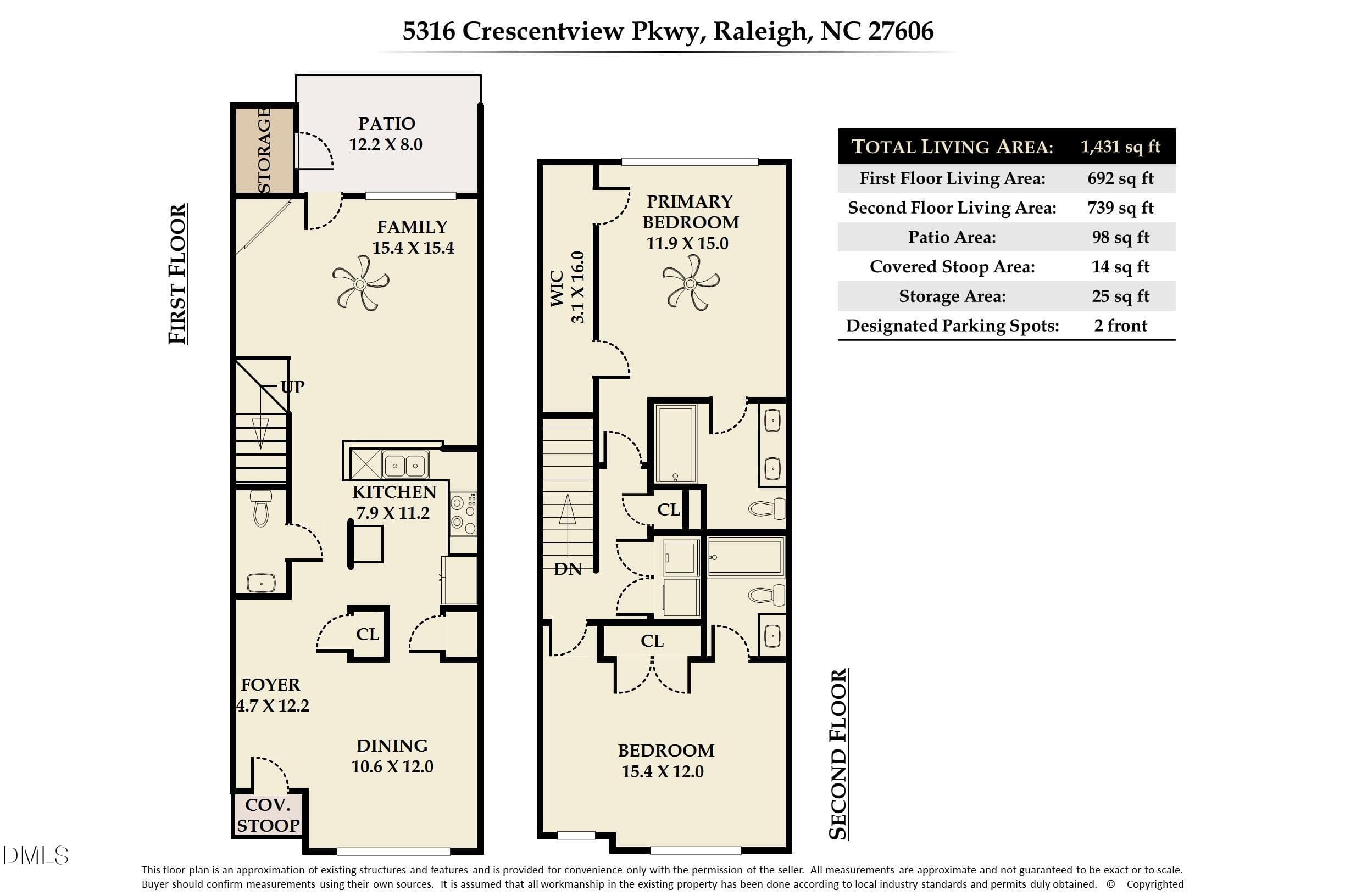 Floor Plan - MLS Photos - 5316 Crescentview Parkway, Raleigh, NC 27606, Raleigh