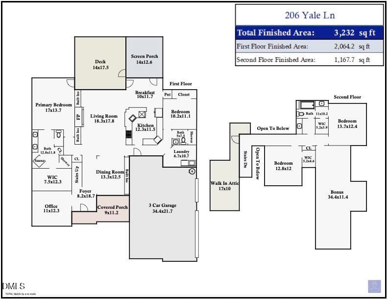 Floor Plan 206 Yale Lane - 206 Yale Lane, Chapel Hill, NC 27517, Chapel Hill