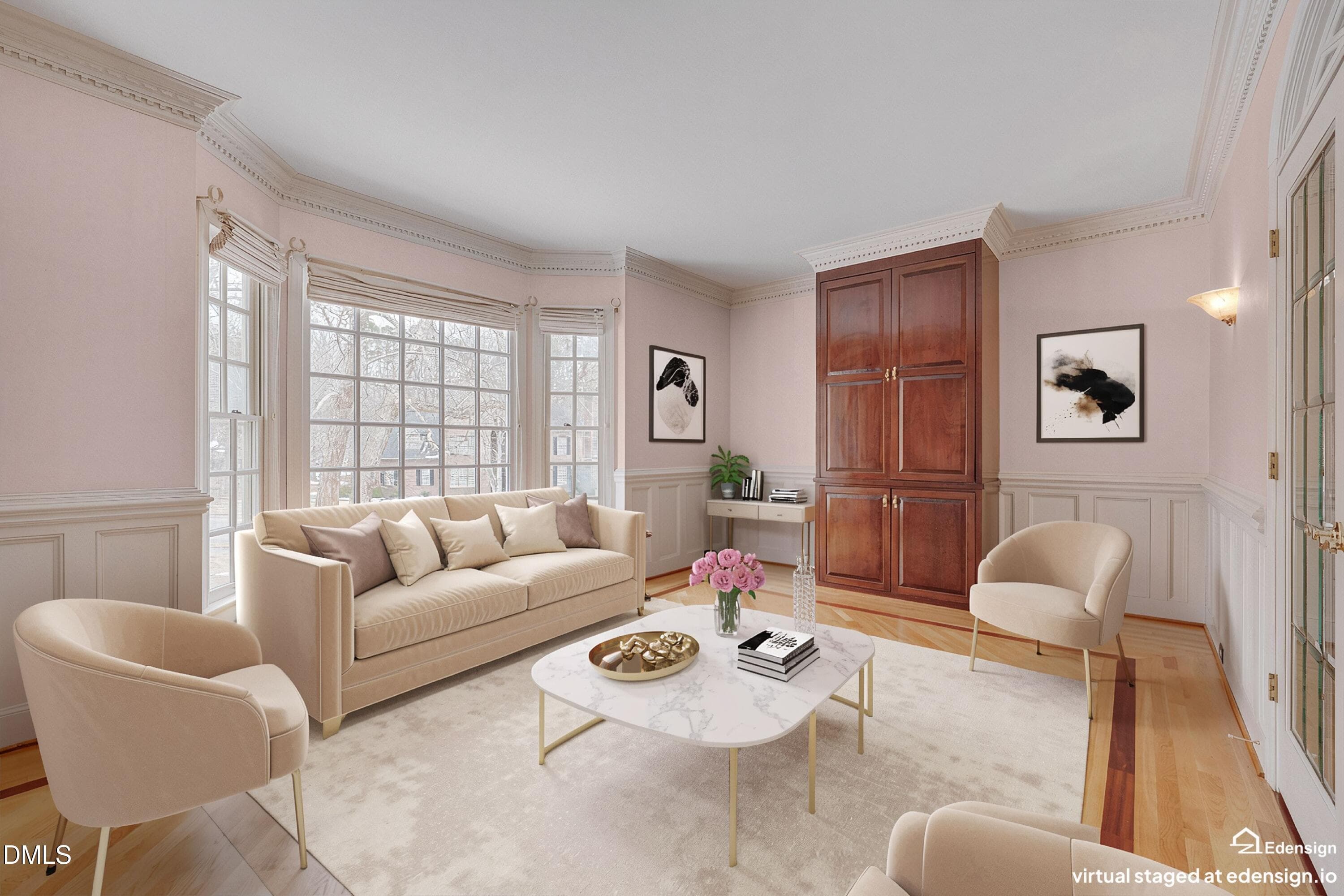 Lounge Virtually Staged - 101 Abbotsford Court, Durham, NC 27712, Durham