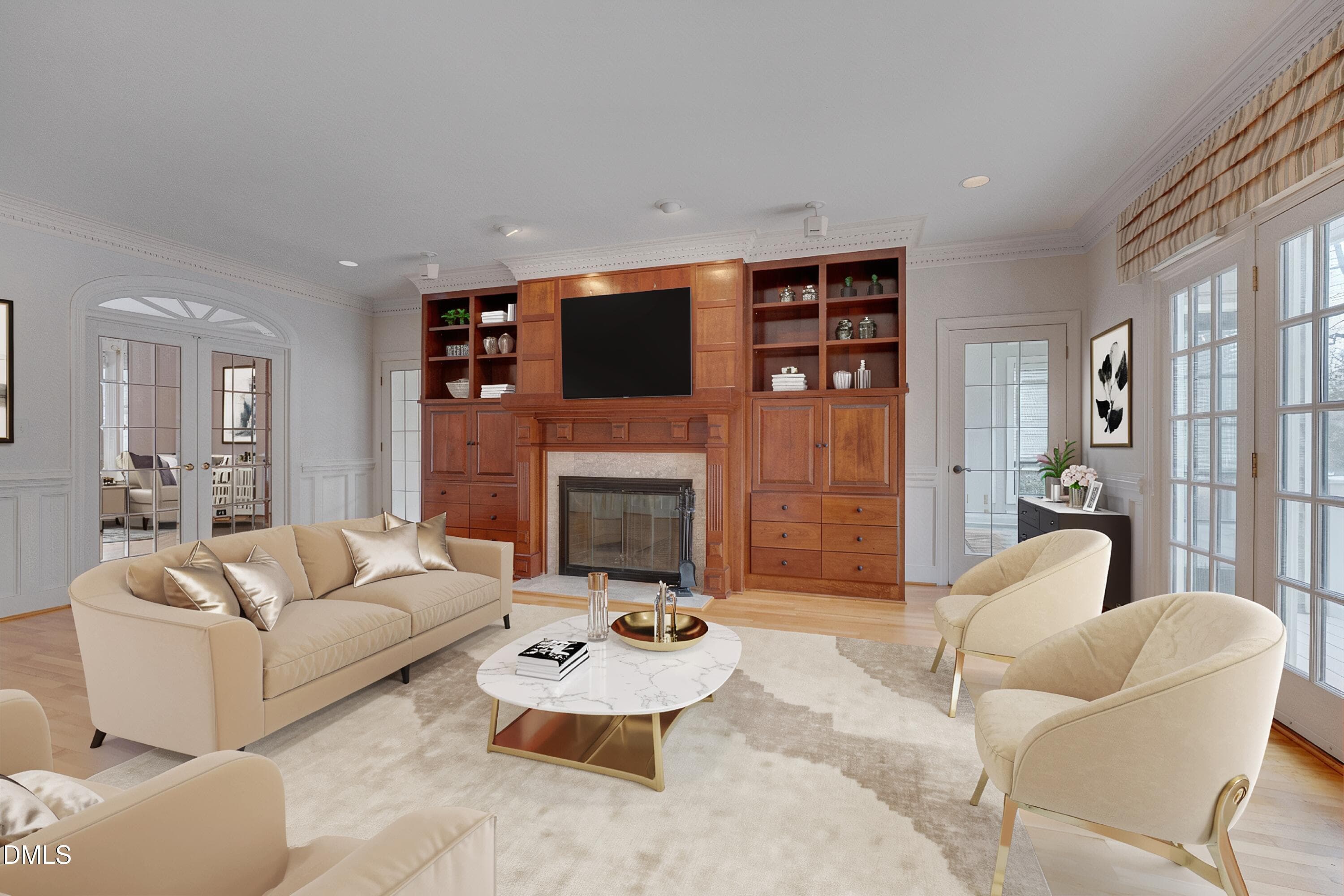 Den Living Room Virtually Staged - 101 Abbotsford Court, Durham, NC 27712, Durham
