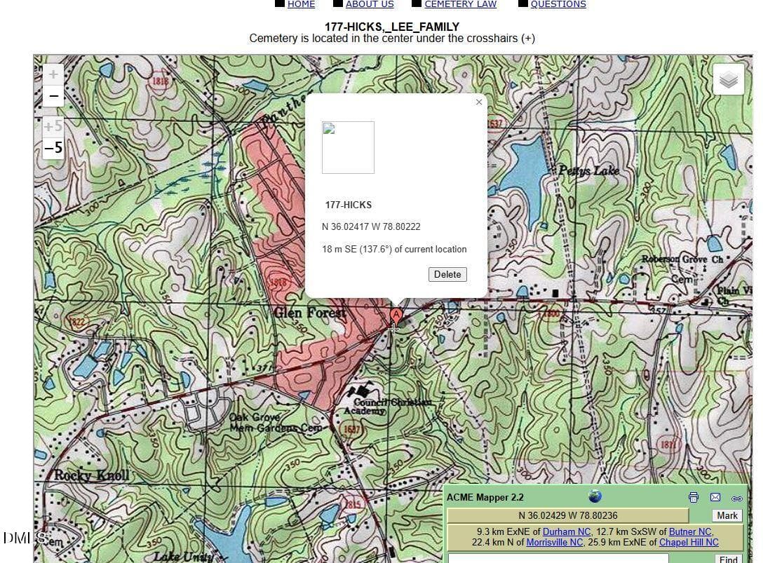 Cemetery Map - 4300-4304 Cheek Road, Durham, NC 27704