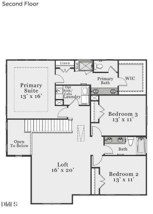 Second Floor Layout - 359 Brindle Drive, Fuquay Varina, NC 27526