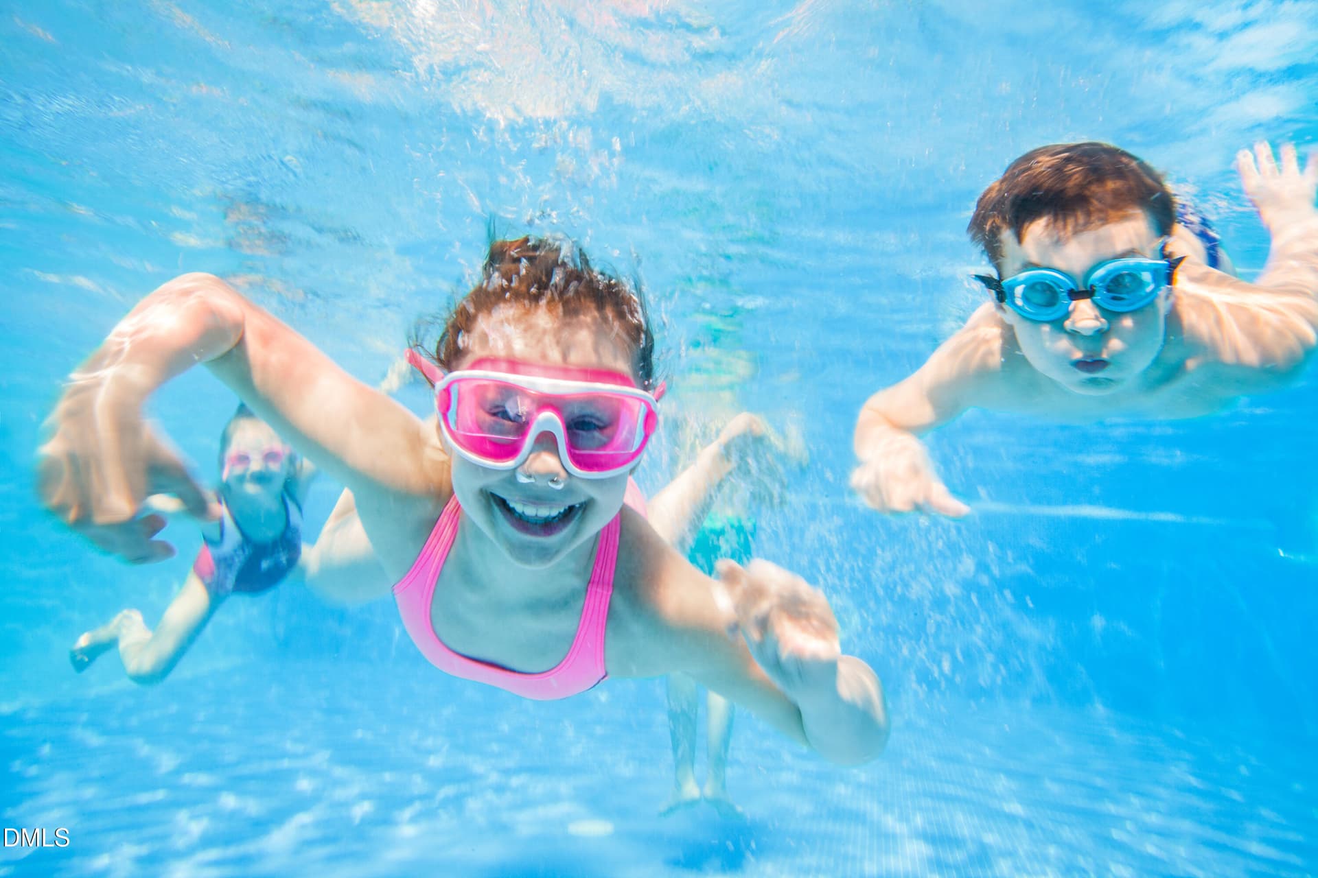 3 White Kids Under Water in Pool - 903 Purple Pear Trail, Willow Springs, NC 27592