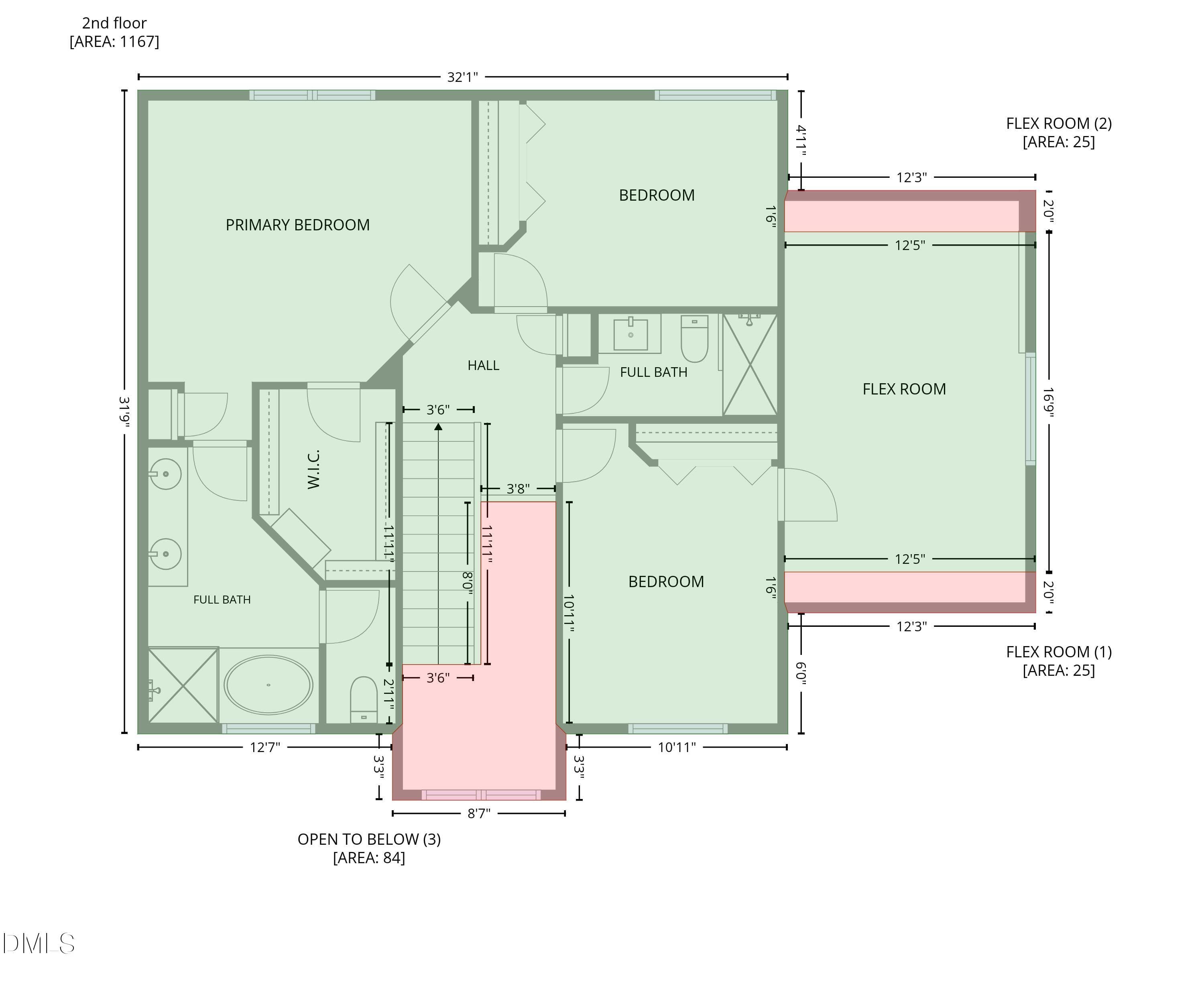2nd Floor Measurments - 4933 Harbour Towne Drive, Raleigh, NC 27604, Raleigh