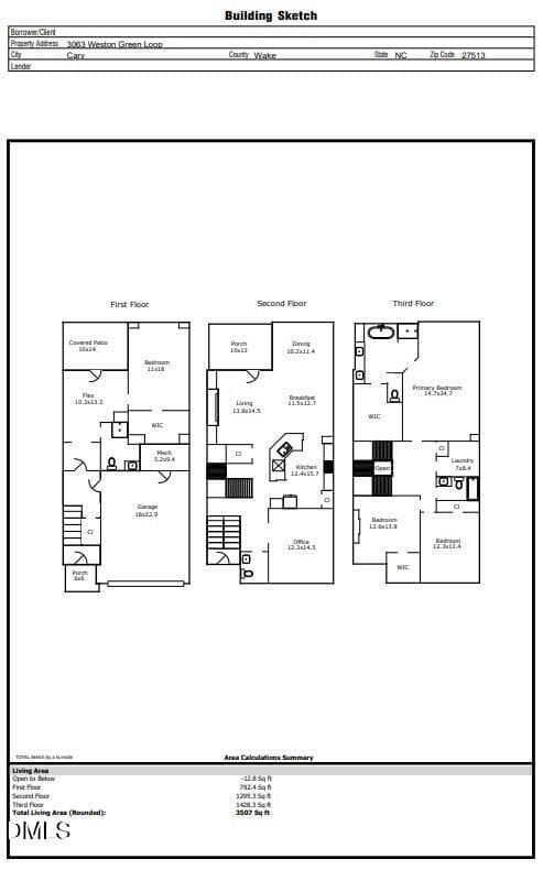 Floor Plan - 3063 Weston Green Loop, Cary, NC 27513, Cary