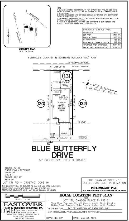 Plot Plan - 258 Blue Butterfly Drive, Angier, NC 27501, Angier