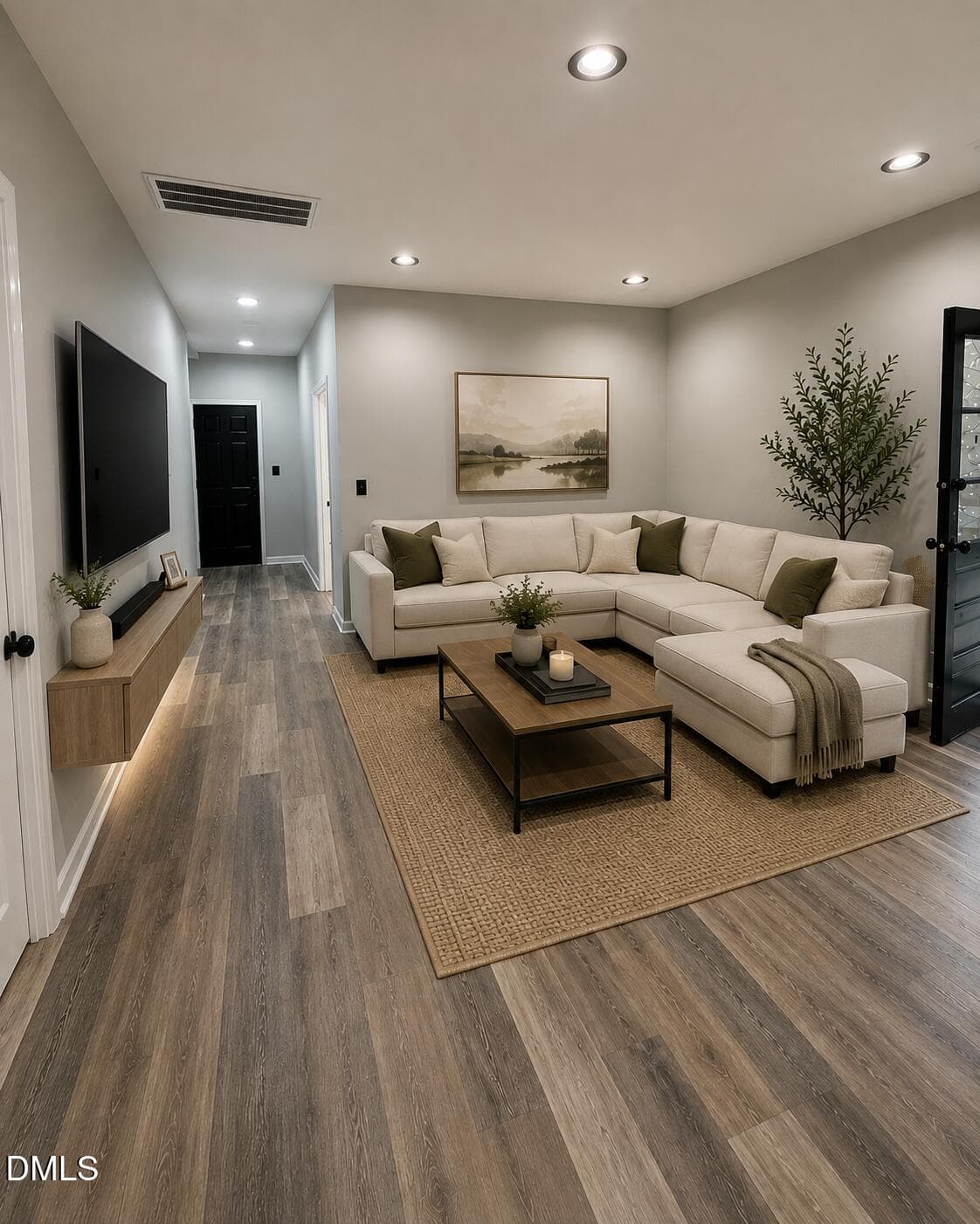 virtually stage living room - 302 W 1st Street, Princeton, NC 27569