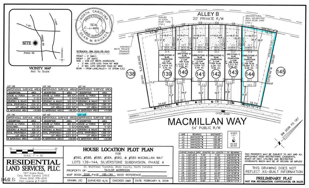 Plot Plan - 580 Macmillan Way, Knightdale, NC 27545