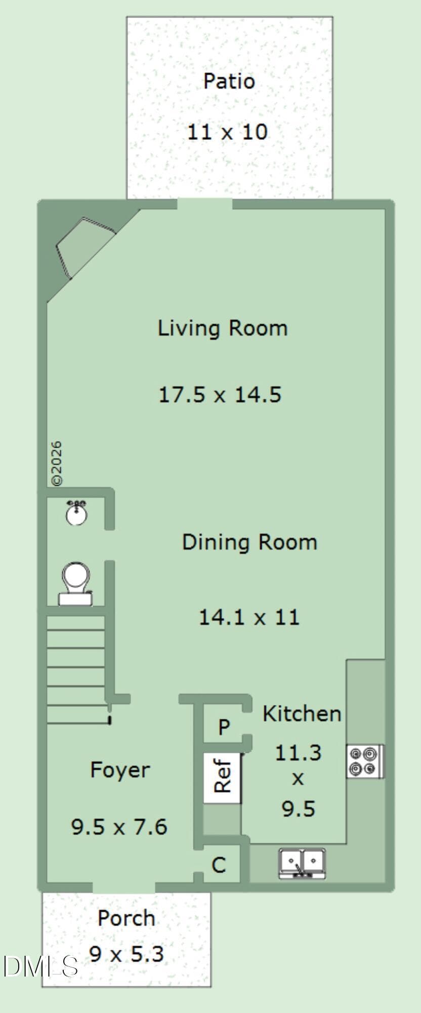 First Floor Plan - 2243 Bellaire Avenue, Raleigh, NC 27608, Raleigh