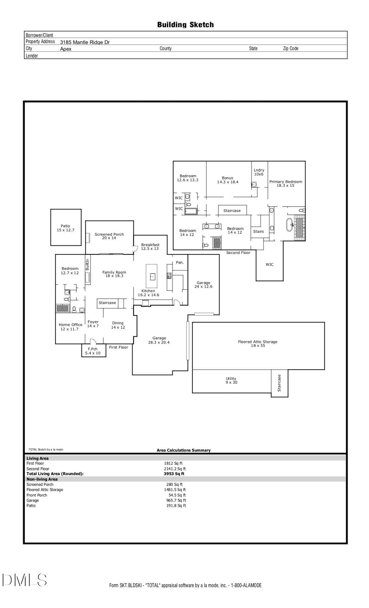 Mantle Ridge sketch - 3185 Mantle Ridge Drive, Apex, NC 27502, Apex