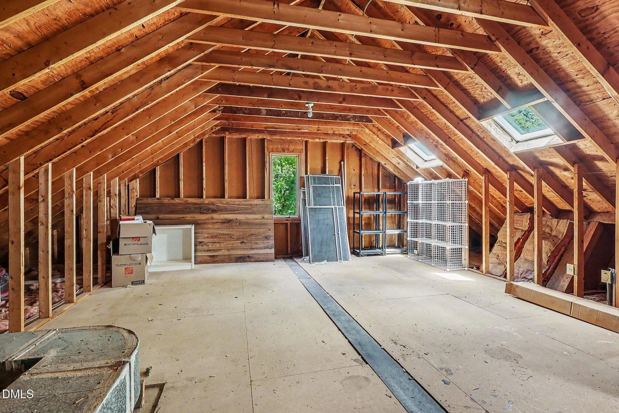 Huge unfinished walk up attic - 10773 Trego Trail, Raleigh, NC 27614, Raleigh