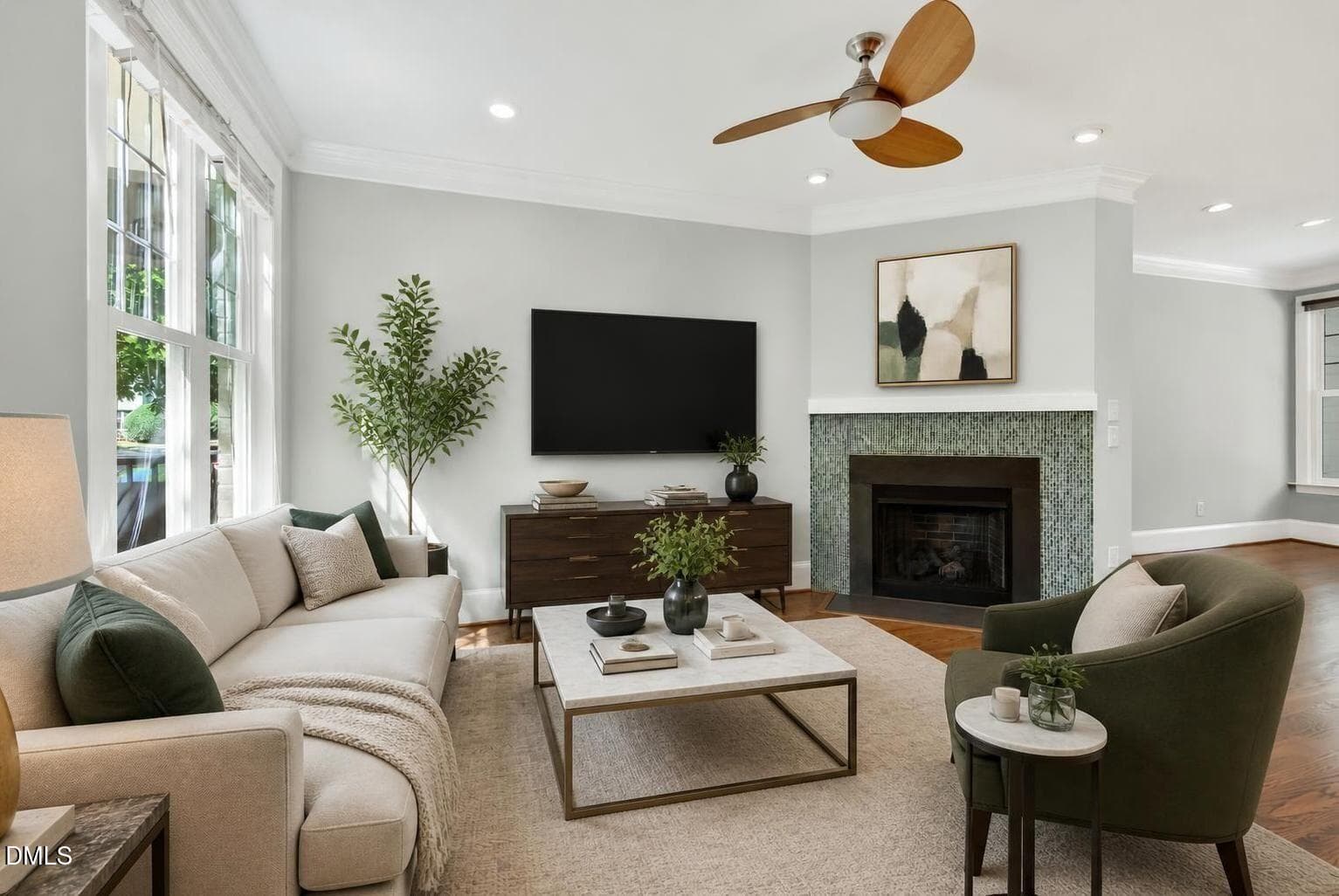 Living/Virtually Staged - 142 Finsbury Street, Durham, NC 27703, Durham