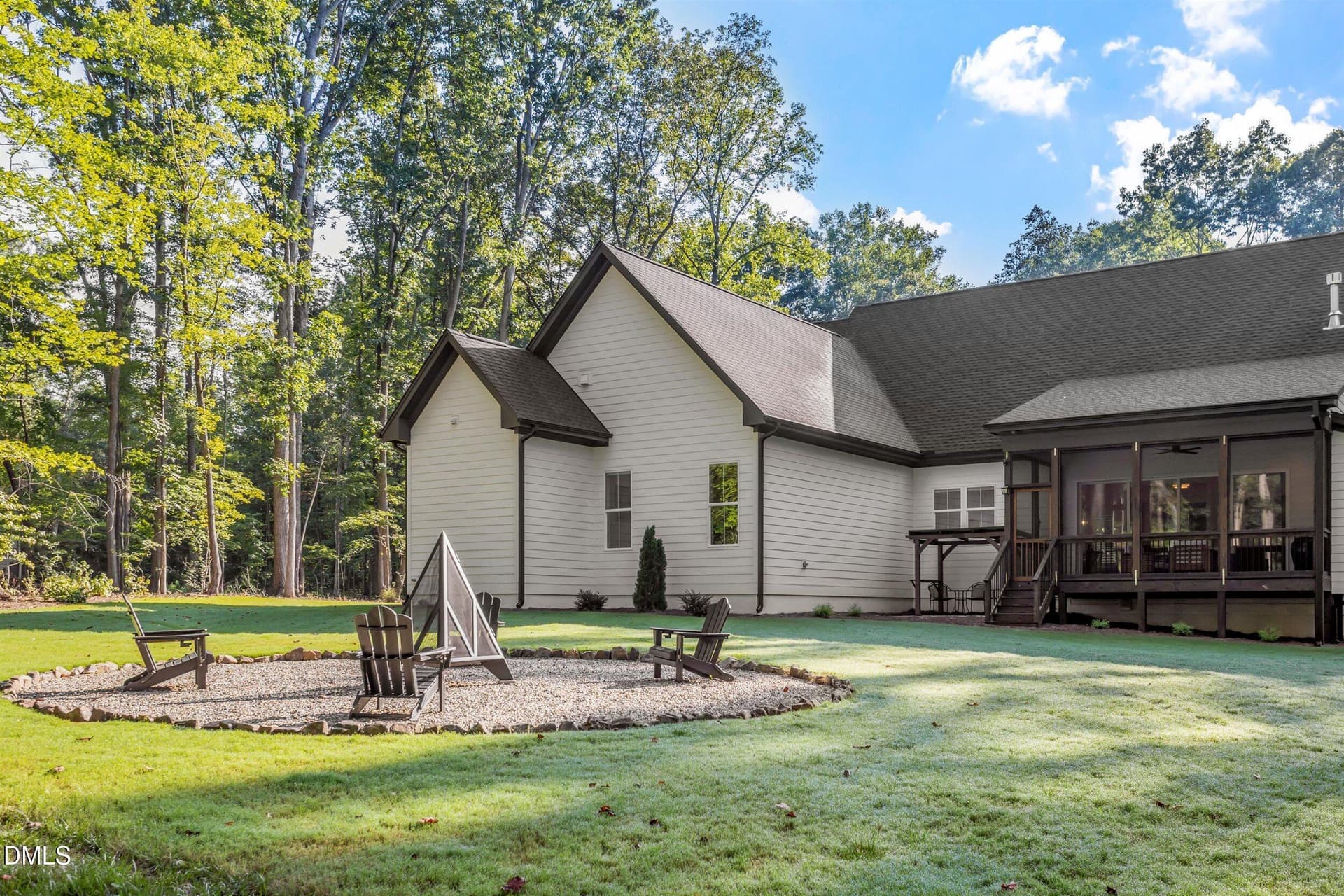 Back yard and Fire pit area - 160 Roberson Creek Road, Pittsboro, NC 27312