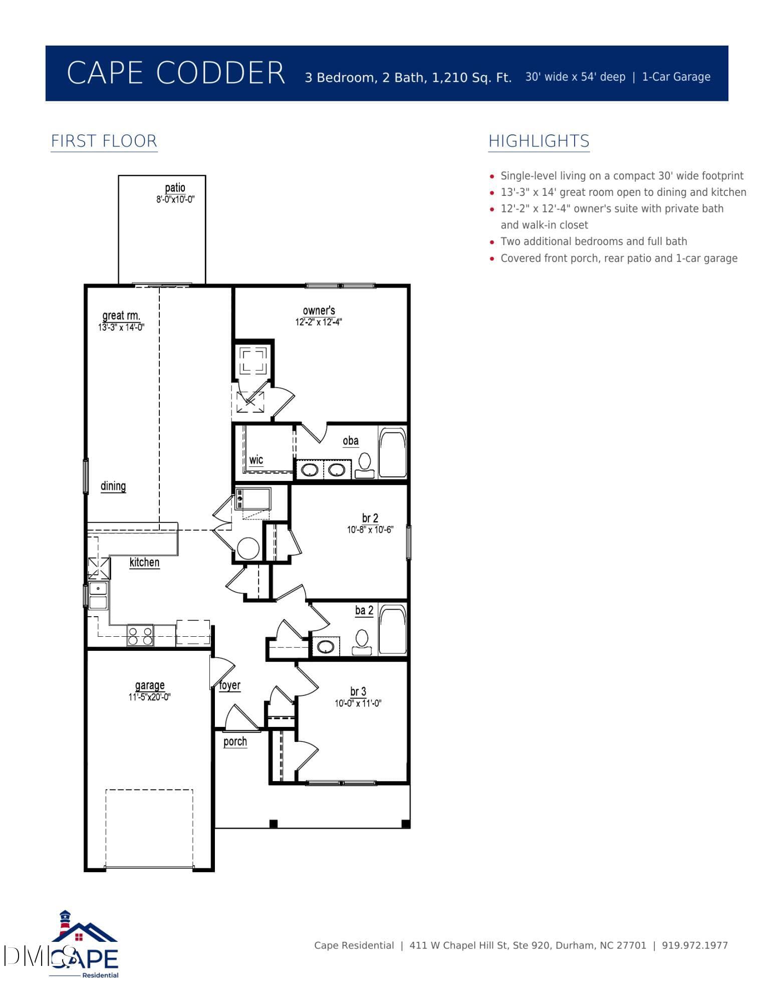 CapeCodder_Floorplan - 707 E Green Street, Franklinton, NC 27525, Franklinton