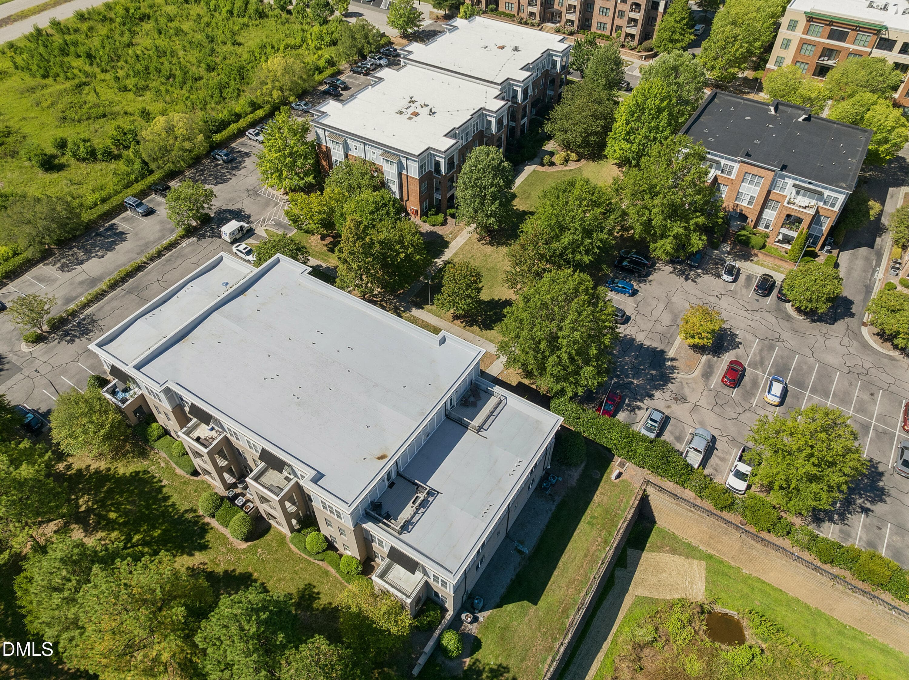Building & Parking Aerial - 501 Finsbury Street Apt 303, Durham, NC 27703, Durham