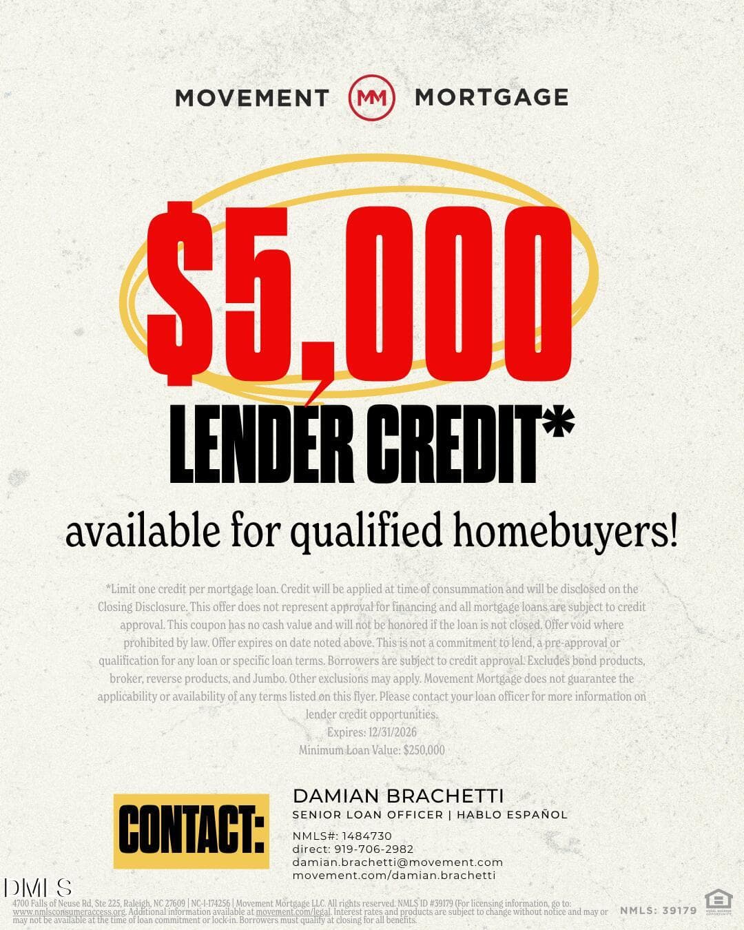 Lender Credit $5k - 300 W Woodcroft Parkway Apt 26a, Durham, NC 27713, Durham