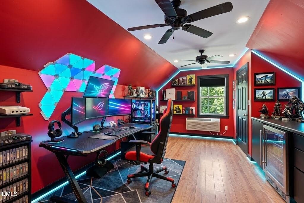 Virtually Staged game room - 390 Comanche Drive, Erwin, NC 28339
