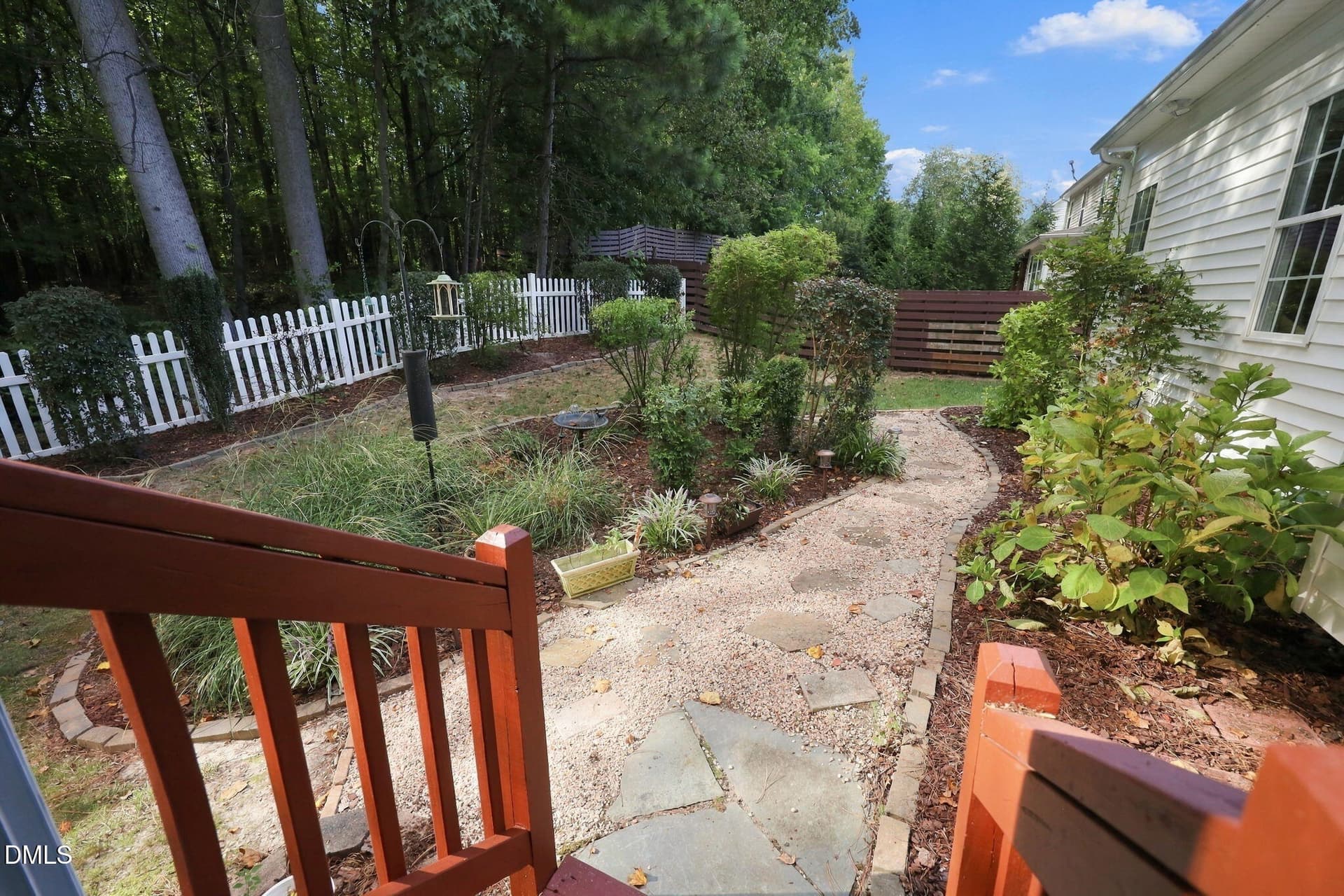 BACK YARD WITH STONE WALKWAY - 152 Skipping Rock Lane, Garner, NC 27529