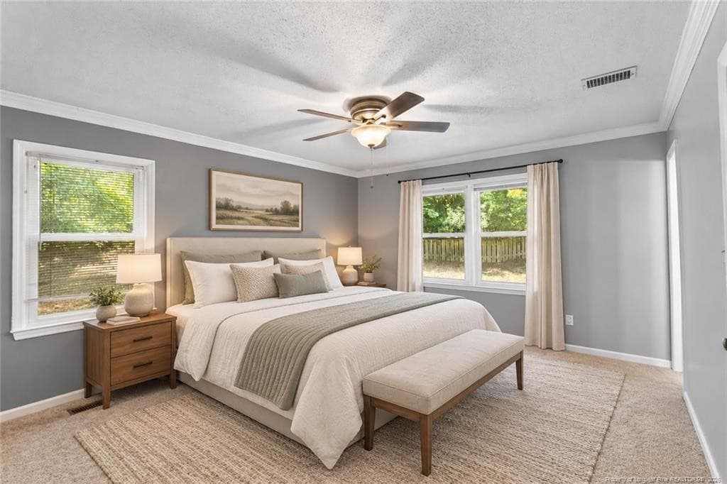 Virtually Staged Primary Bedroom - 218 Rachel Road, Fayetteville, NC 28311, Fayetteville