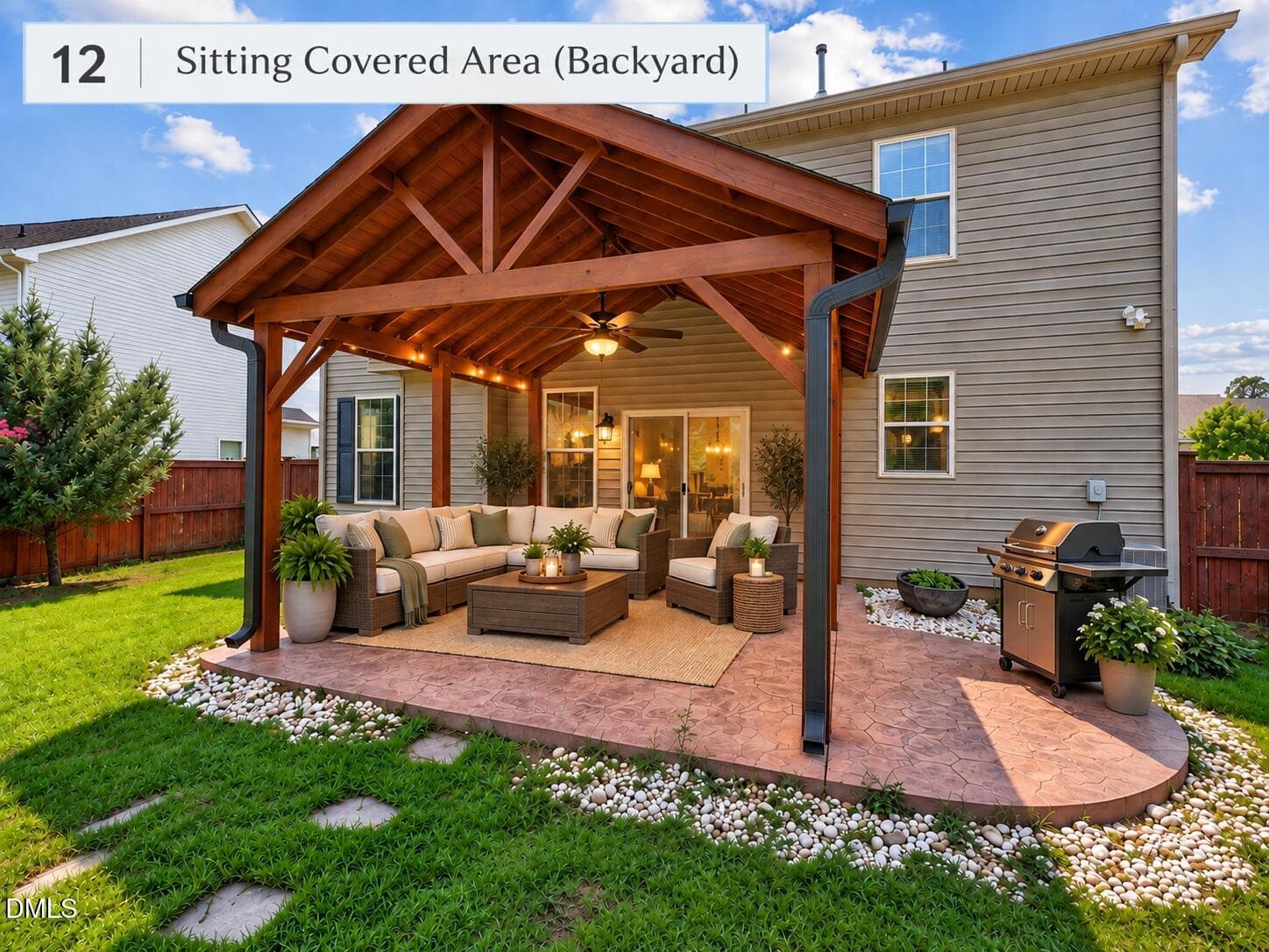 12 covers sitting area backyard - 3457 S Beaver Lane, Raleigh, NC 27604, Raleigh