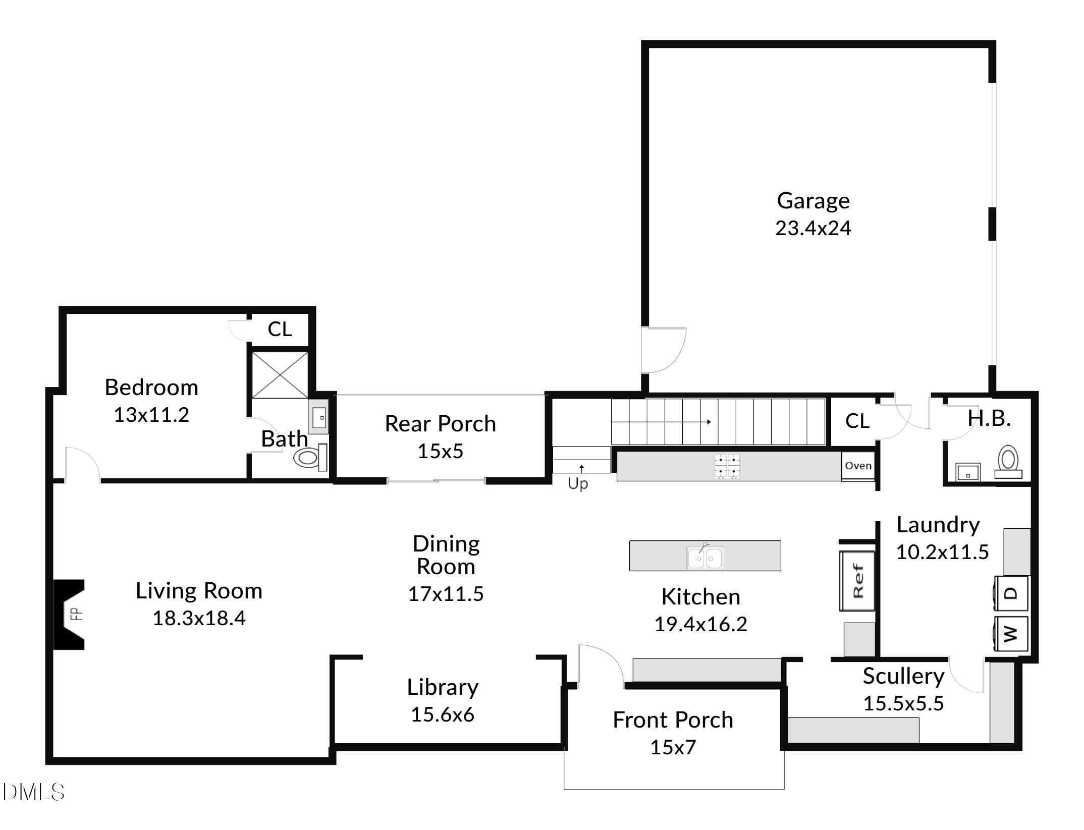 1st Floor Layout - 2347 Grady Ridge Way, Hillsborough, NC 27278, Hillsborough