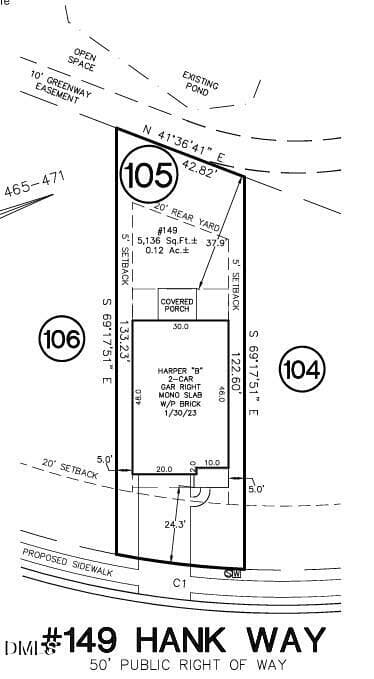 Plot Plan - 149 Hank Way 105, Angier, NC 27501