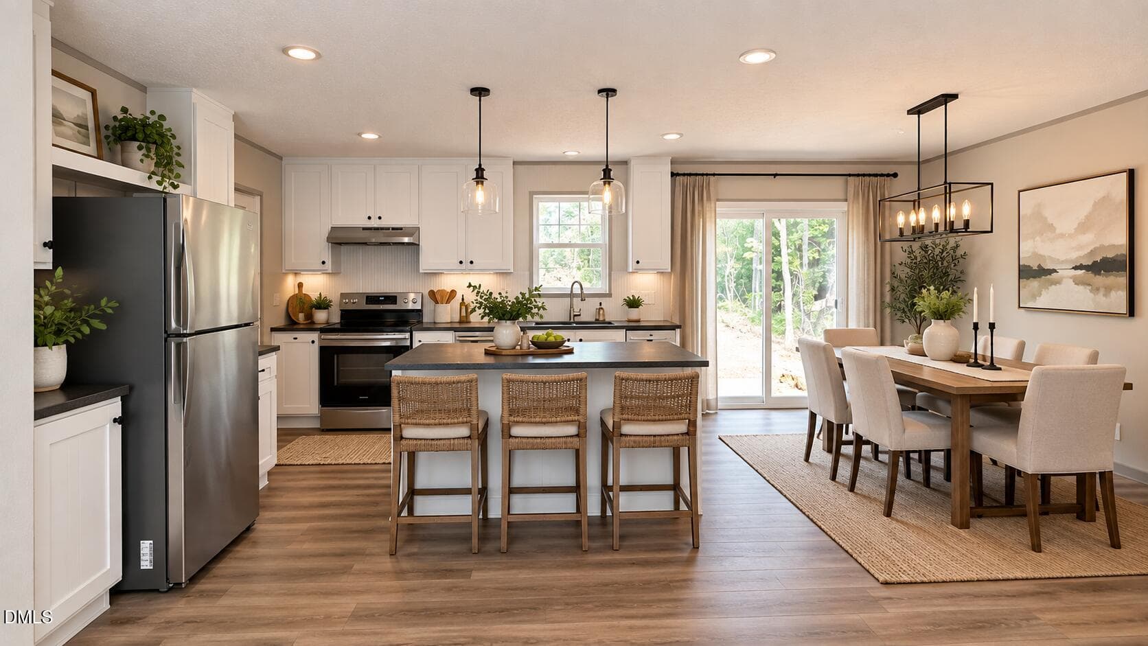 Kitchen/Dining Room Staged - 1814 J P Road, Whitakers, NC 27891