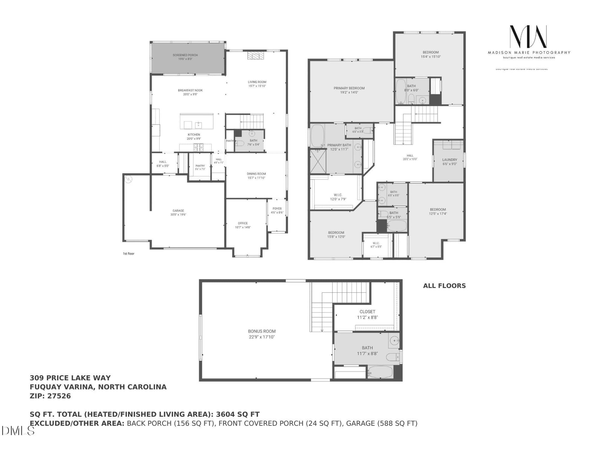 Floor Plan - First to Third Floor - 309 Price Lake Way, Fuquay Varina, NC 27526