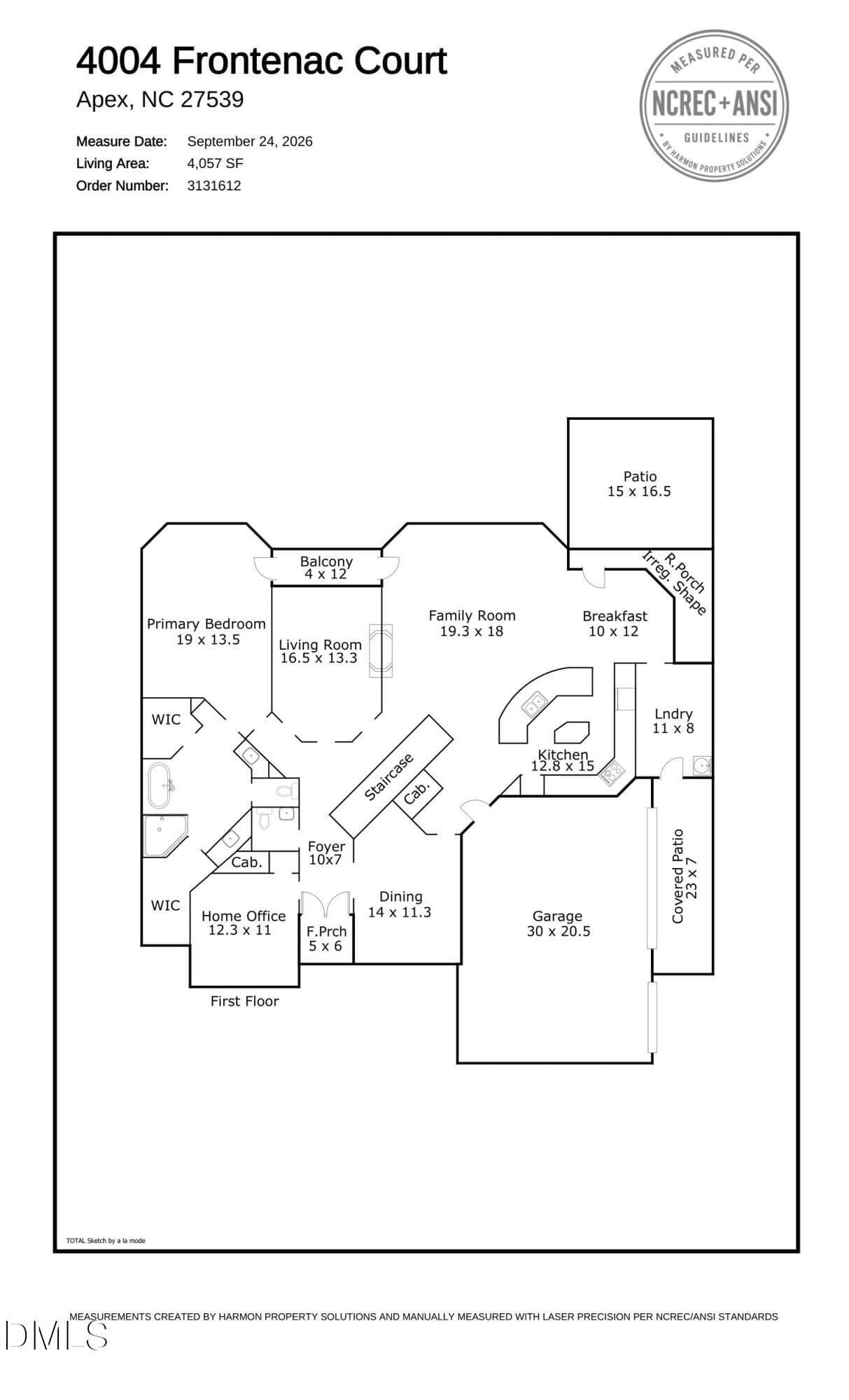 Floor Plan - 4004 Frontenac Court, Apex, NC 27539, Apex