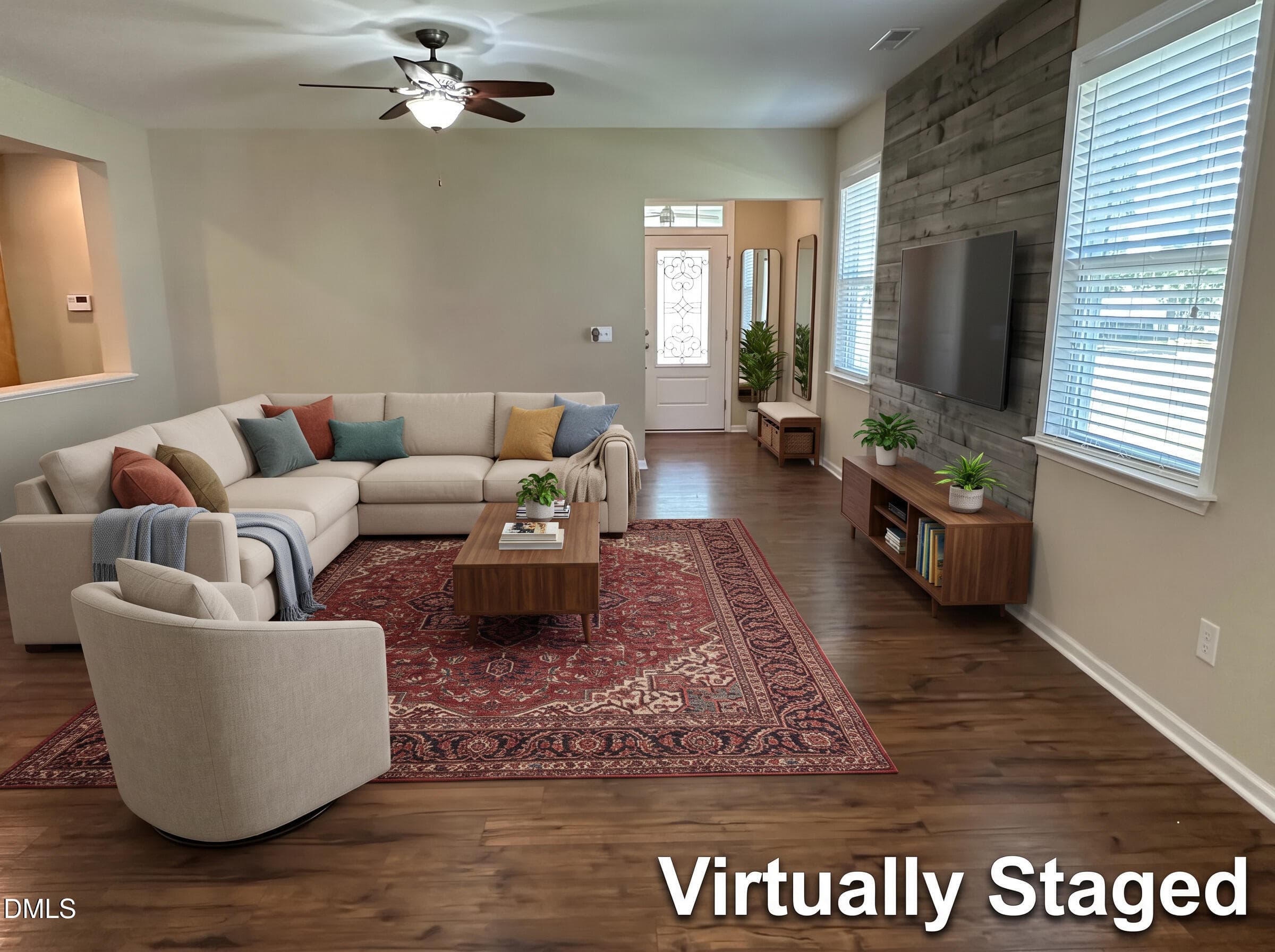 living-room-staged-original-layout - 1205 Barnford Mill Road, Wake Forest, NC 27587