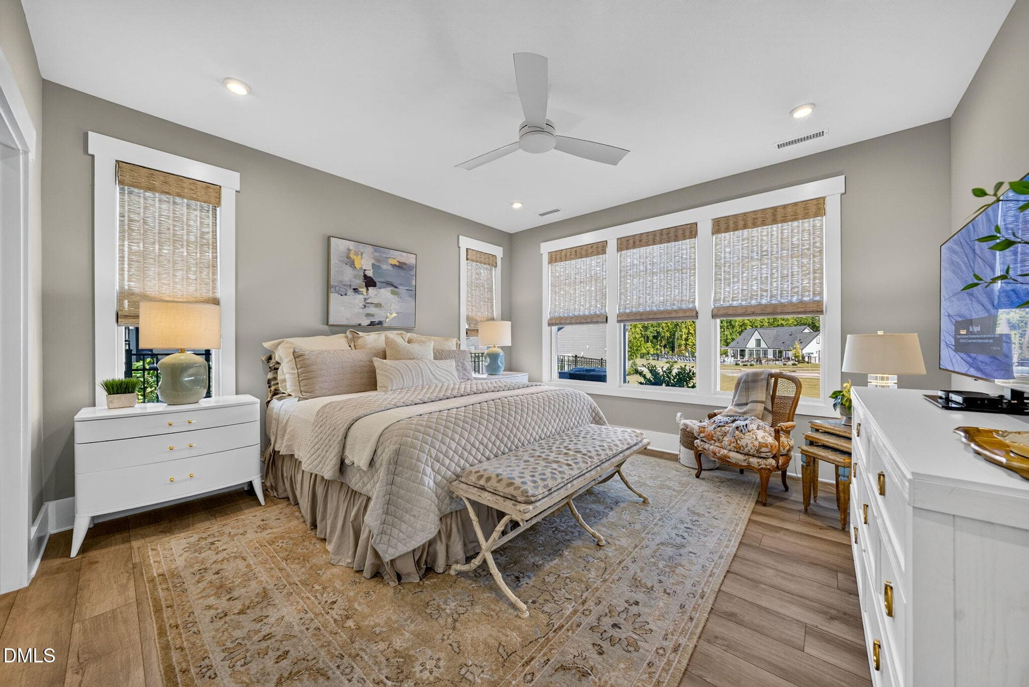 Custom Window Shades in Primary Bedroom - 1100 Greatland Road, Durham, NC 27703