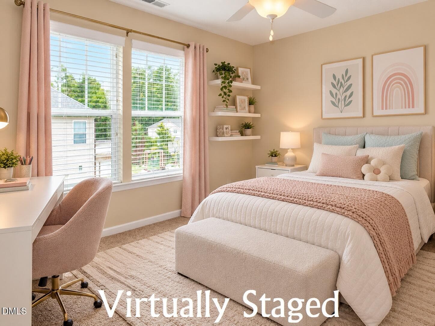 Guest bedroom - Virtually staged - 724 Forrest Lane, Creedmoor, NC 27522