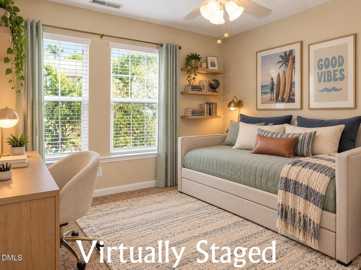 Guest bedroom - Virtually staged - 724 Forrest Lane, Creedmoor, NC 27522
