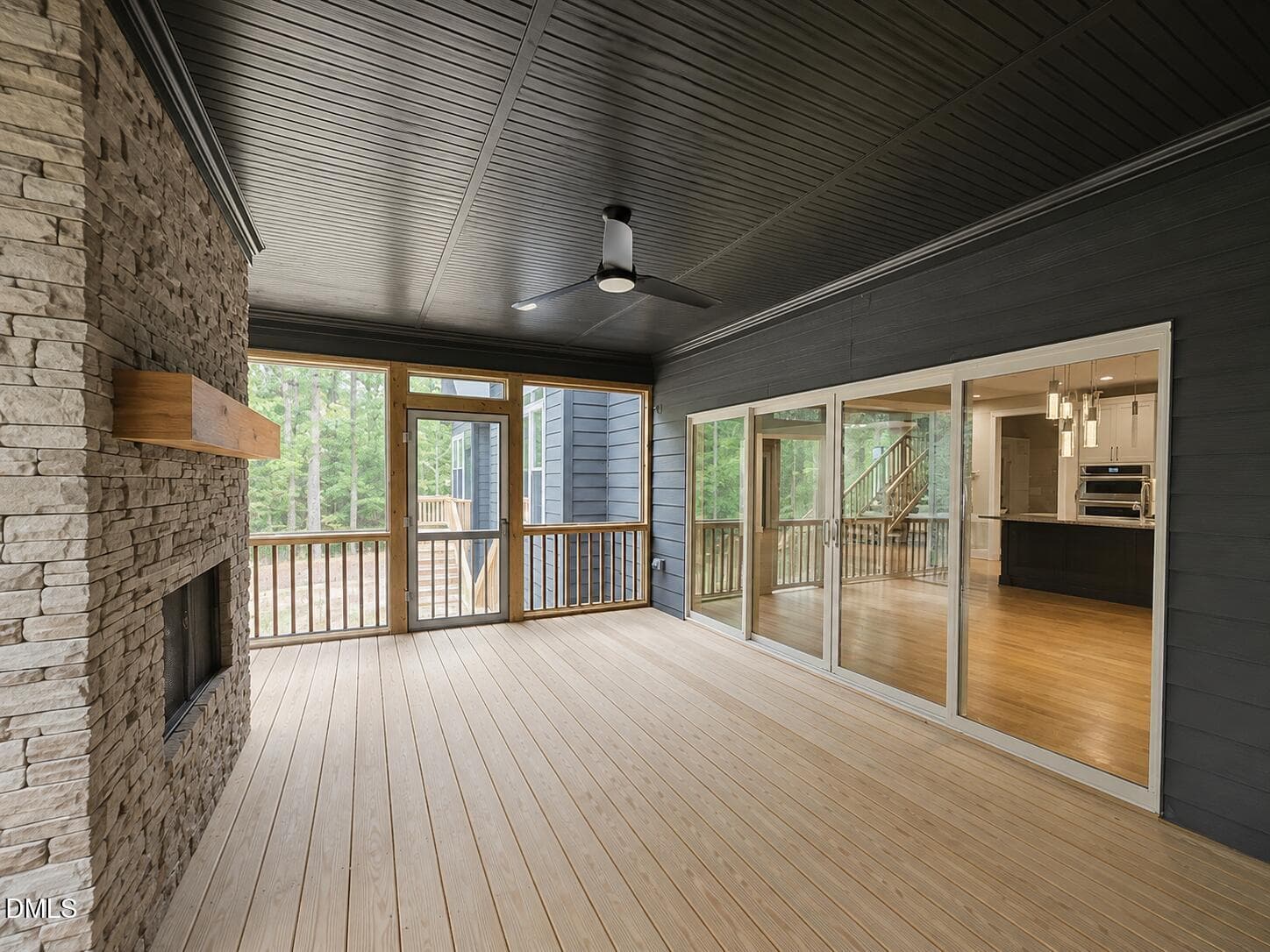 Screen porch w fireplace - 97 Fox Oak Trail, Pittsboro, NC 27312, Pittsboro