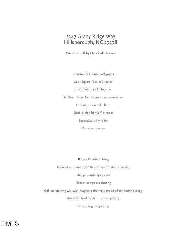 Special Features - 2347 Grady Ridge Way, Hillsborough, NC 27278, Hillsborough