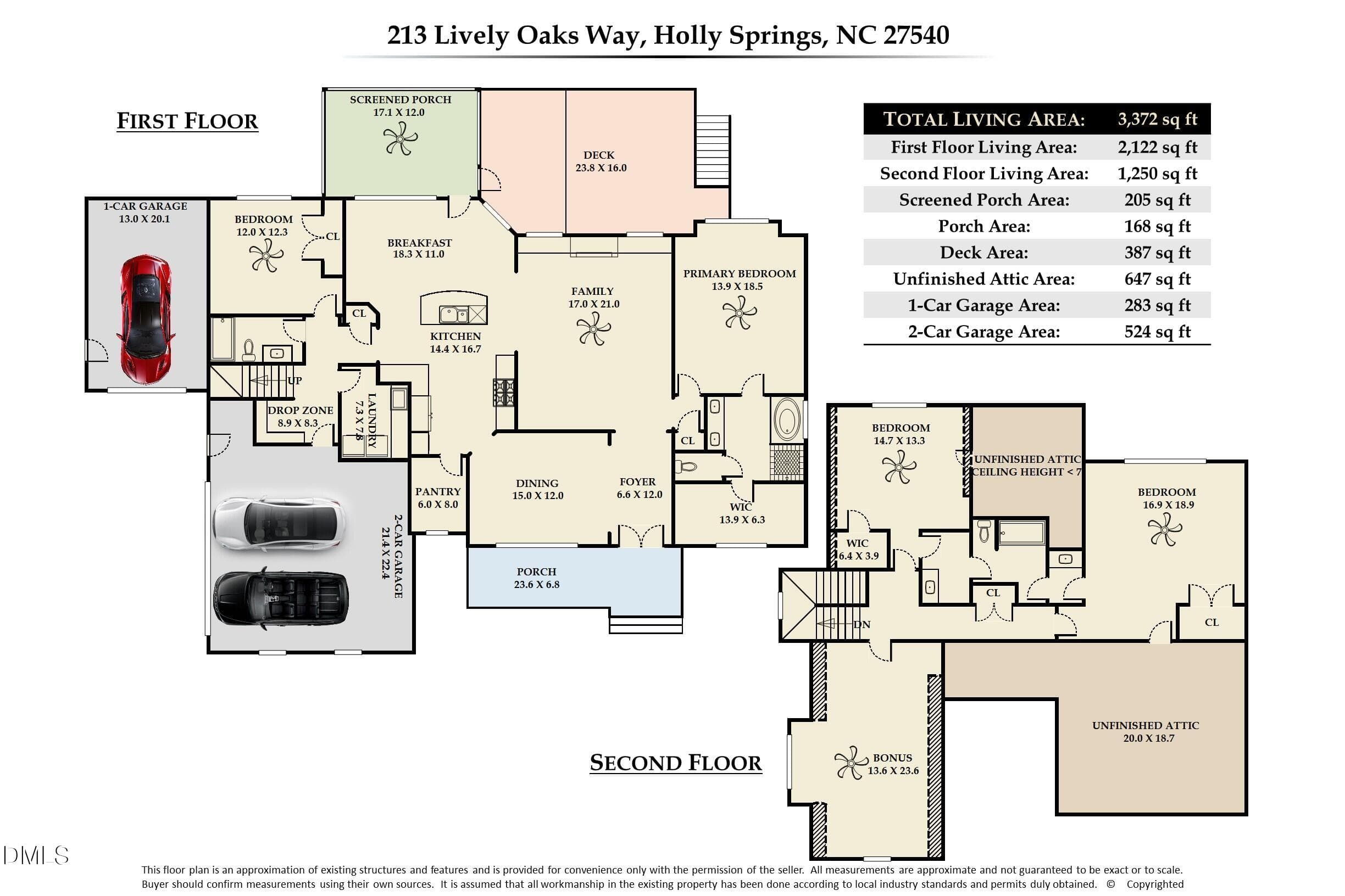 213 Lively Oaks Floor Plan - MLS Photos - 213 Lively Oaks Way, Holly Springs, NC 27540