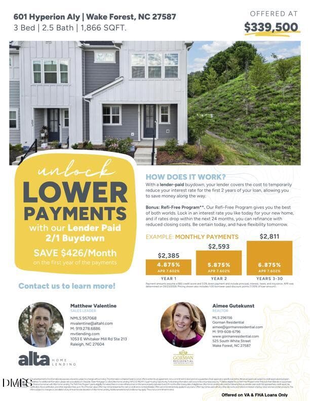 Hyperion 2-1 Buydown - 601 Hyperion Alley, Wake Forest, NC 27587