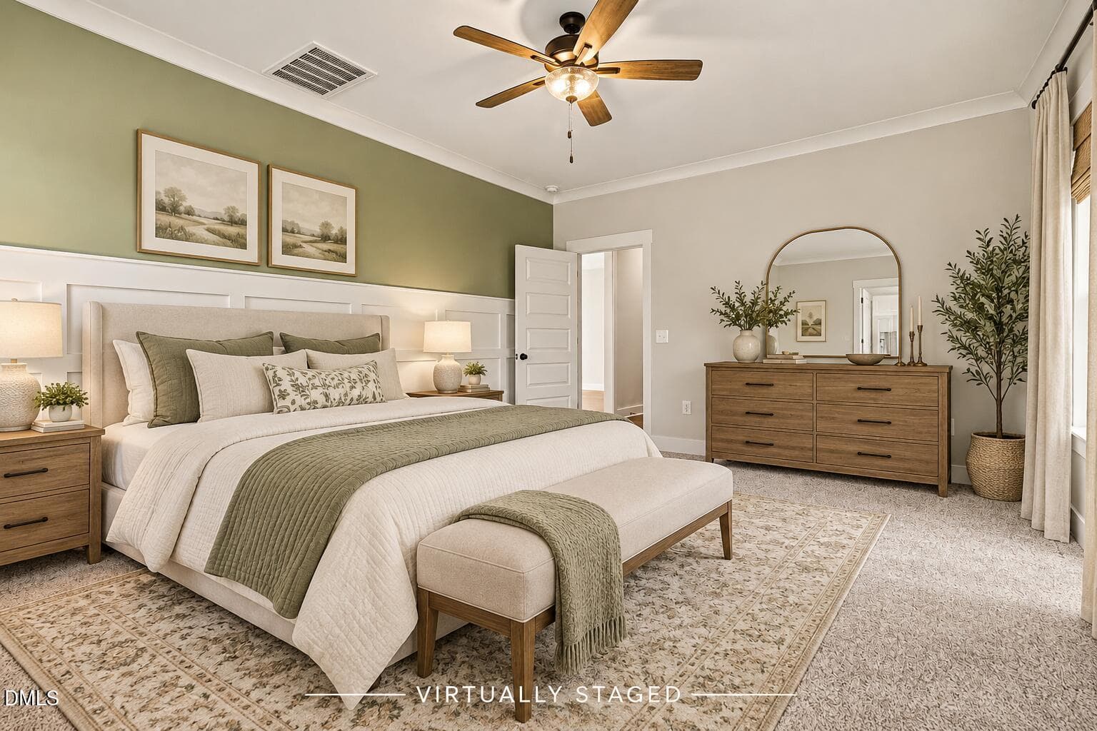 Virtually Staged Sage Farmhouse Bedroom - 275 Tee Drive (lot 15), Selma, NC 27576, Selma
