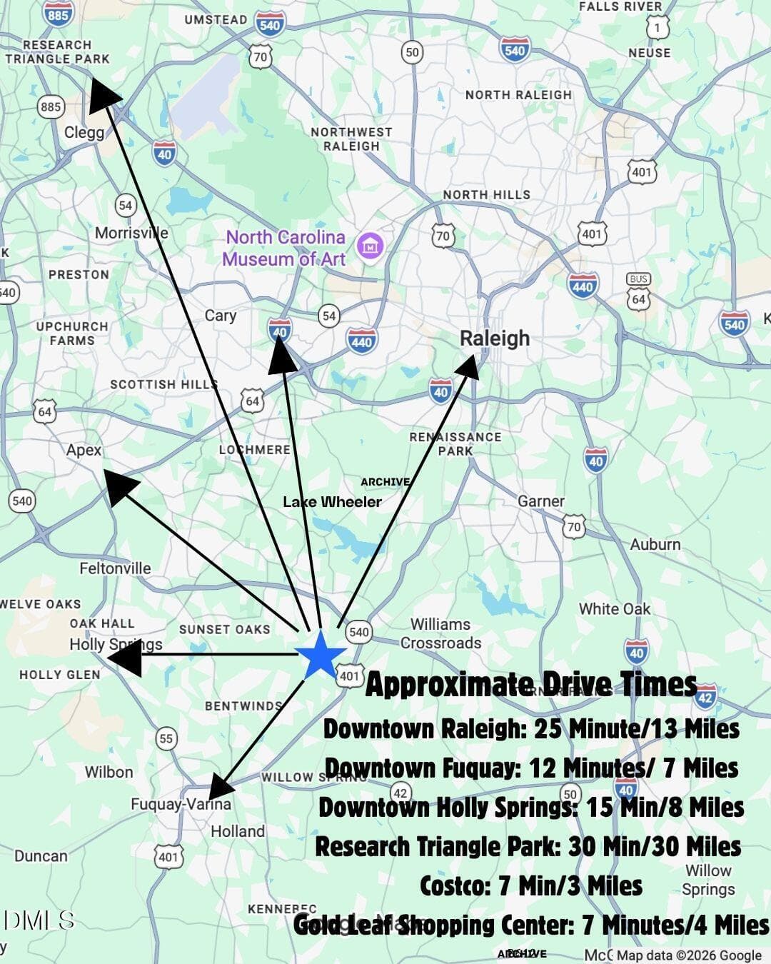 Drive Time Map - 4640 Okeechobee Court, Fuquay Varina, NC 27526